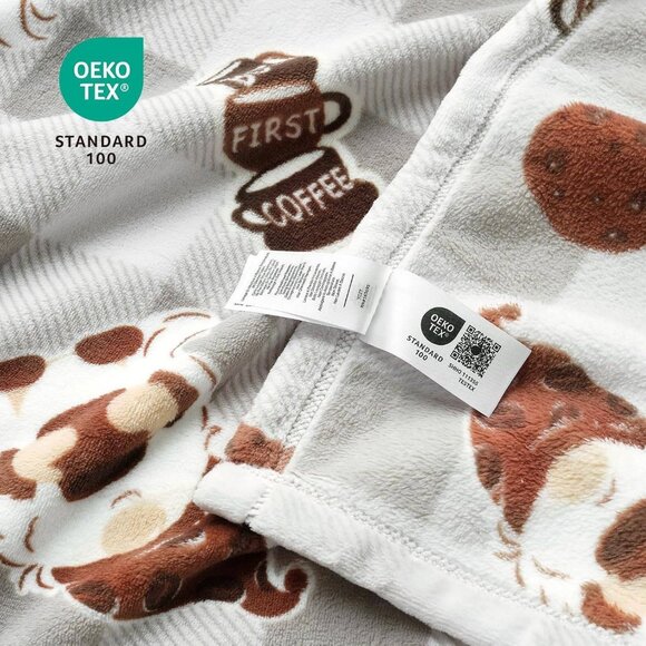 Ultra-Soft Bliss Gnome Coffee Throw Blanket - Cozy Grey Plush™ 50x60" - Picture 5 of 9